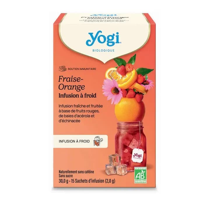 Infusion à froid Bio Fraise Orange · Yogi Tea, Thés & infusions du Comptoir de l'Herboriste