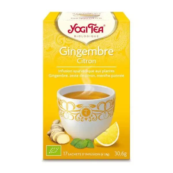 Infusion Bio Gingembre citron · Yogi Tea, Thés & infusions du Comptoir de l'Herboriste